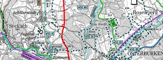 Die Länge der Baustrecke (rot markiert) beträgt 7,085 km zuzüglich ca. 1,0 km Anschlussstrecken und 6,8 km verlegte Wege