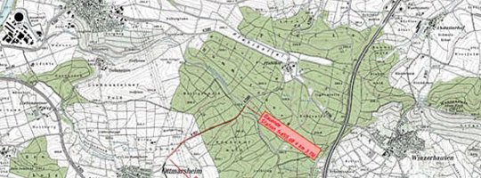 Kartenausschnitt des rund 1,6 km langen Ausbau der Kreisstraße K 1621 von Ottmarsheim bis zur Grenze mit dem Landkreis Heilbronn